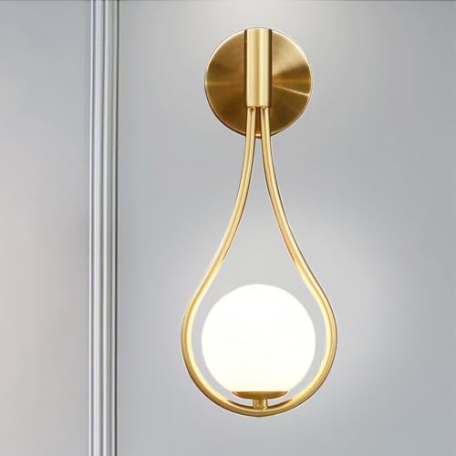 Hudi Fyier Wall Sconces with Milky Glass Globe and Brushed B