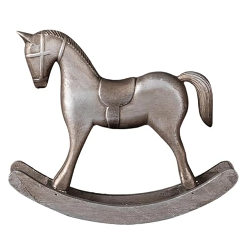 Cheval à bascule vintage en bois véritable, statue décorative d'étagère