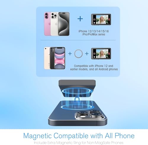 Image of Clefairy Vlog Selfie Monitor Screen for iPhone & Android, Phone Vlog Selfie Monitor Screen with Screen Rotation & Wide Screen Mode, Using Phone Rear Camera for YouTube Live Stream for TikTok