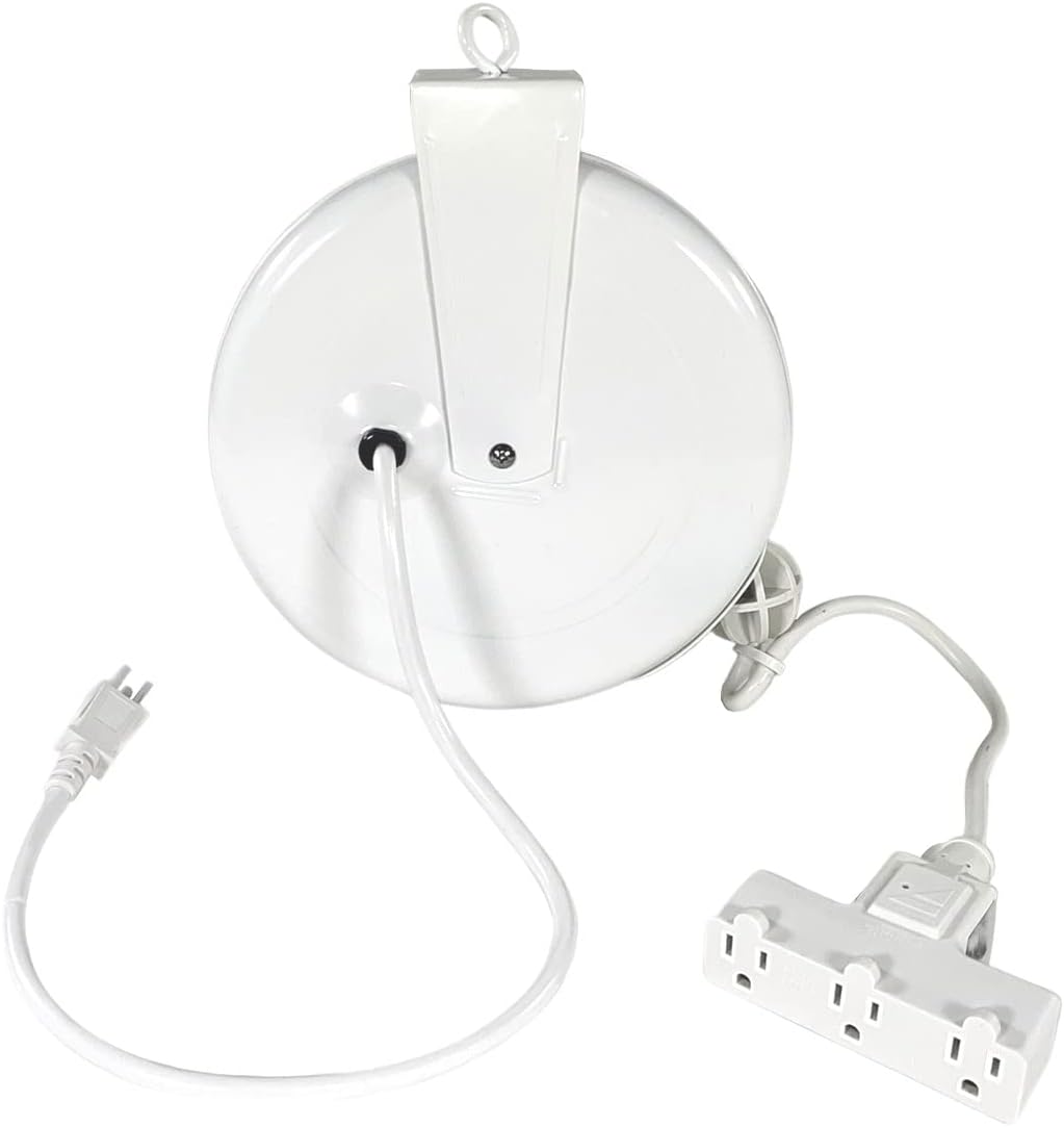 Alert ProReel 5000A-31GF-CB Heavy-Duty Retractable Extension Cord Reel | 30' - 16/3 SJTW Retracting Cord | Tri-Tap Grounded Outlet with Power Light | 10amp Circuit Breaker