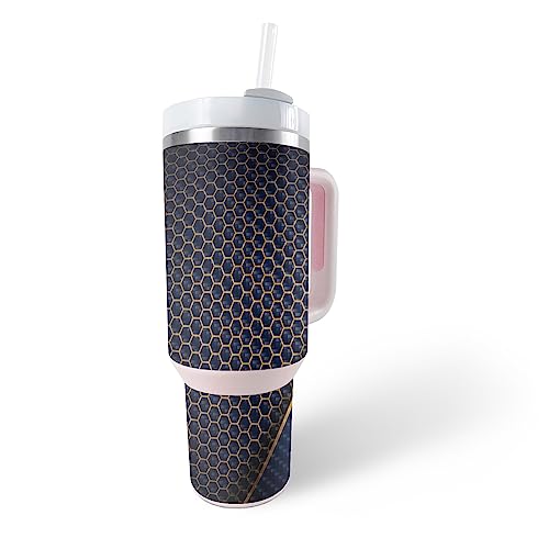 Image of MightySkins Carbon Fiber Skin Compatible with Stanley The Quencher H2.0 FlowState 40 Oz Tumbler - Modern Hex | Protective, Durable Textured Carbon Fiber Finish | Easy to Apply