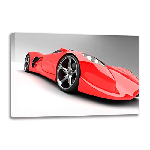 Lienzo de coche deportivo rojo para decorar una sala de estar moderna con estilo