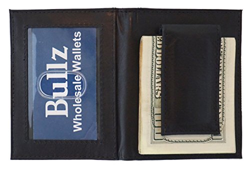 Genuine Leather Front Pocket Bifold Money Clip Mens Wallet