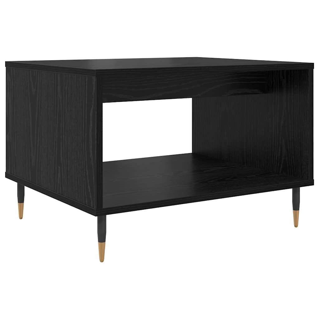 Mesa de centro de roble negro 60 x 50 x 40 cm, mesa auxiliar industrial de madera, patas cónicas, diseño moderno, resistente, para salón, dormitorio, cocina