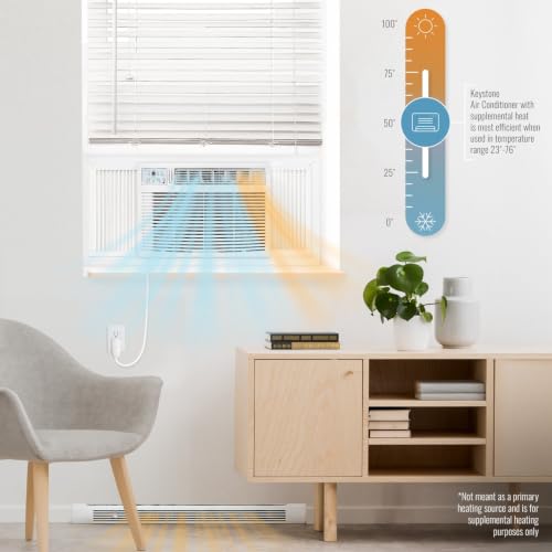 Image of Keystone 18,800 BTU Window Air Conditioner with 16,000 BTU Supplemental Heating, 230V, Window AC Unit for Living Room, Apartment, Large Rooms up to 1000 Sq.Ft.