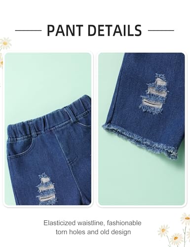 Hipea Toddler Girl Clothes Ruffle Cami Toddler Jeans Shorts Set 4T 5T Toddler Outfits for Girls