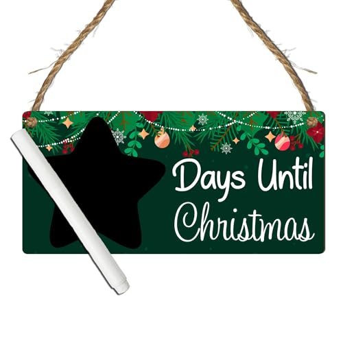 Image of "Days Until Christmas" Countdown Plaque - Customisable Christmas Countdown Sign for Home Decor - Perfect for Family, Friends, (Green, With Pen, Small: 19 cm (H) × 9 cm (W))