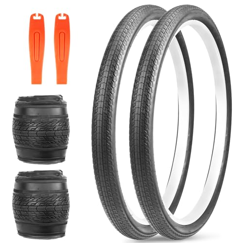 FOMAS 24 x 1.75 inch Bike Tire City Bike Tire 2 Pack 24 inch Anti-Slip Foldable Replacement All Terrain Tire for Kids BMX Folding City Bicycle