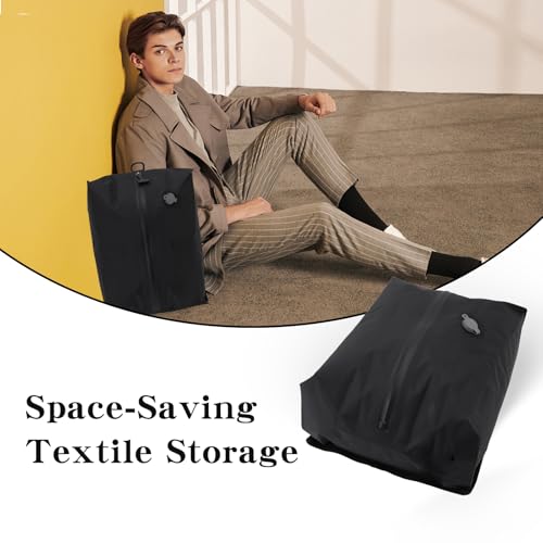 Vacuum Bags for Travel,Reusable Luggage Vacuum Bags for Travel with IP67 Waterproof Zipper for Save Space(Black,No Pump)4