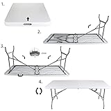 Anji DEPOT 6ft Folding Trestle Table, Heavy Duty Trestle Picnic Garden Table (White) - Image 5