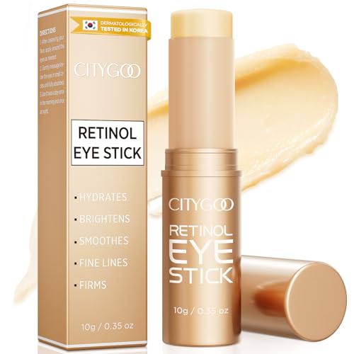 CITYGOO Retinol Eye Stick With Collagen Hyaluronic Acid For Dark Circle Under Eye Cream Anti Aging For Puffiness and Bags Reduces Fine Lines (Retinol Premium Gold Edition 10g) (Matte Gold)