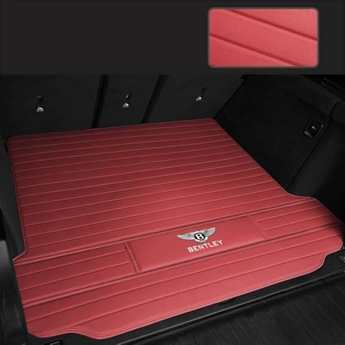 SLANNB Alfombrilla Maletero Coche para Bentley Continental GT/Continental GTC/Flying Spur/Bentayga, Antideslizante Resistente a la abrasión Cuero Funda Maletero Protector,F/Wine Red