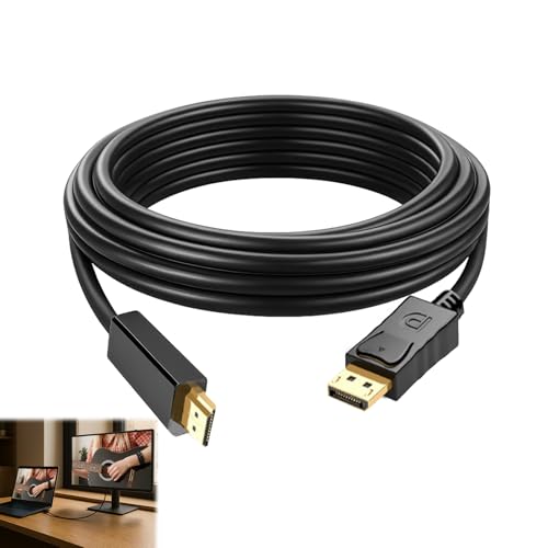 1.8M Gold-Plated Displayport to HDM1 Cable Adapter, 4K Display Port to HDM1 Cable, Displa yport to Ultra High Definition Multimedia Interface Lead, Compatible with PC, Laptop, TV, Monitor, Projector