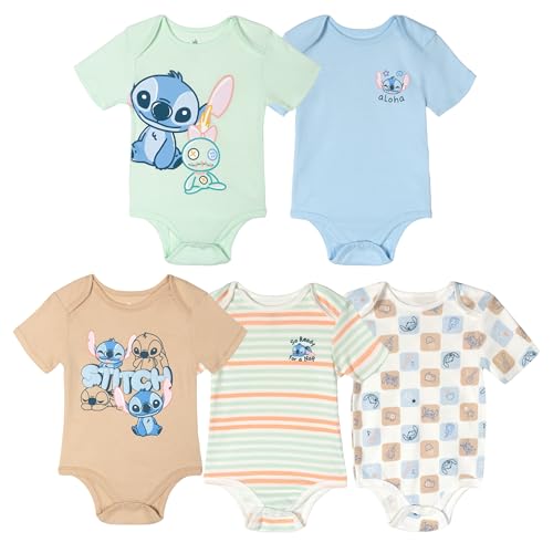 Image of Disney Baby 5 Pack Bodysuits Newborn to Infant Sizes (Newborn - 24 Months)