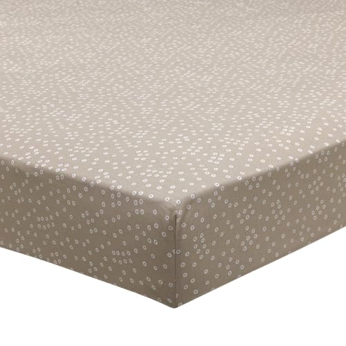 Drap Housse imprimé en Bambou, Alice, 140 x 190 cm, Origin, Marron