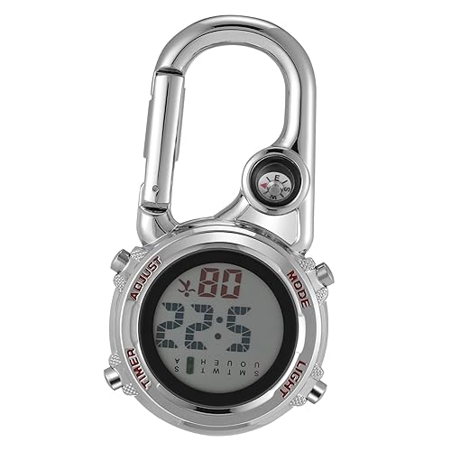 WESIEVYA 1個 懐中時計 pocket watch camping gear 温度計 クライミングウォッチ 方位磁針 outdoor リュック カラビナ掛けフック時計 クリップオンウォッチ