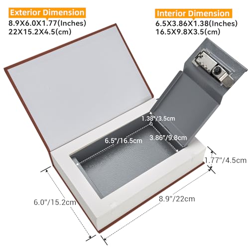 Buchtresor mit Kombinationsschloss, Ohuhu Echtes Papier Buchsafe Wörterbuch mit Geheimversteck, Safe Tresor Book Safe für Schlüssel, Geld und Schmuck, Geschenk für Familie Freunde Weihnachten