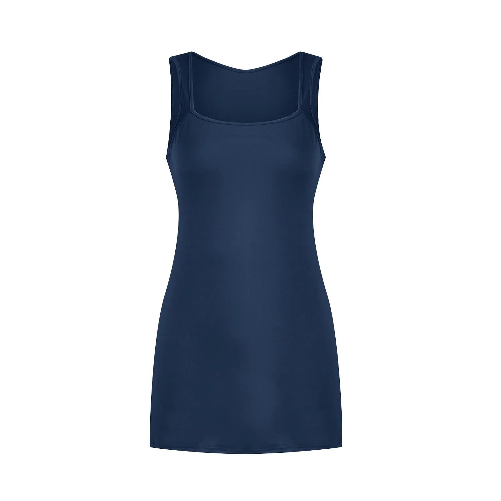Camiseta sin mangas tipo vestido mini elástico que estiliza la figura sin oprimir