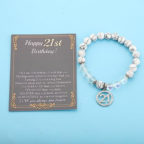Image of FUSTMW 21st Birthday Bracelet Gift Happy 21st Birthday Gifts for Her 21 Years Old Jewelry Inspirational Gifts (21st bracelet)