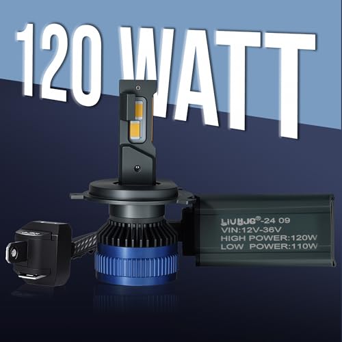 Image of OTO2EYE Power By LIU HJG H4 Type LED Headlight Bulb 120Watt With 1-Year Replacement Warranty - for Cars Hi /Lo 12000LM 6000K (60 Watt Each Bulb) Super Bright White Light, Easy Installation (H4)