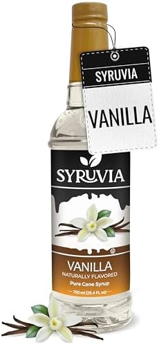 Syruvia Coffee Syrup, Vanilla Flavored Syrup for Drinks, Lattes, and Desserts – 25.4 fl oz