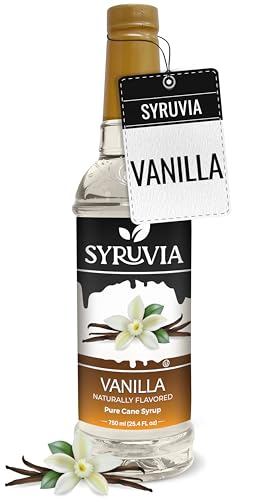 Syruvia Coffee Syrup, Vanilla Flavored Syrup for Drinks, Lattes, and Desserts – 25.4 fl oz
