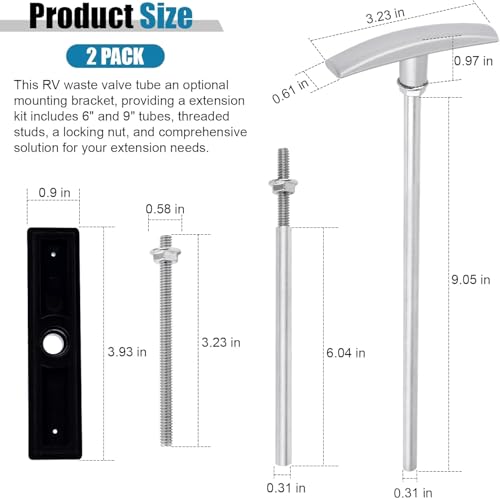 Image of YSD RV Waste Valve Handle Replacement RV Waste Valve Tube Extension Kit Tank Valve Handle RV Dump Valve Handle Replacement Set