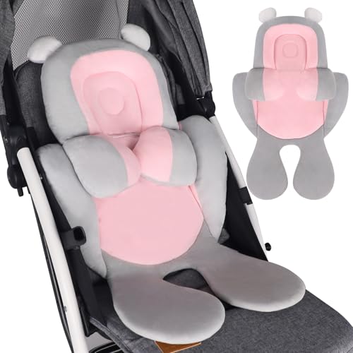 Image of vocheer Baby Stroller Cushion, 2 in 1 Infant Car Seat Insert Soft Baby Stroller Liner Pram Head and Body Support Pillow for Newborn, Pink