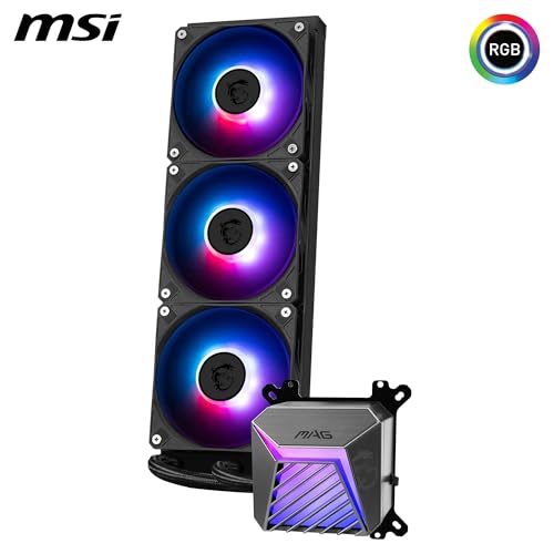 Image of MSI MAG CORELIQUID A15 360 AIO CPU Liquid Cooler - Full-Plane & Screwless Copper Base, Improved Water Channel Design, ARGB GEN2, CycloBlade 9, Split-Flow Radiator, Rifle Bearing Fans