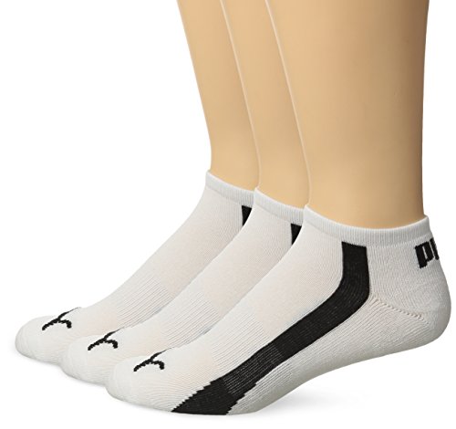Puma 3-Pack 1/2 Terry No Show Socks White/Black Size 10-13