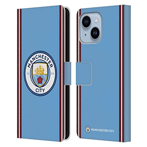 Étui portefeuille iPhone 14 Plus Manchester City FC en cuir pour supporter du club