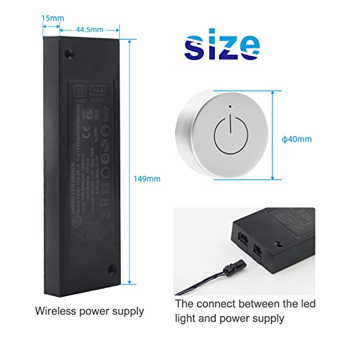 Image of VST 18W LED Power Supply 100V-240V AC to 12V DC Low Voltage Transformer with Remote Contorller. 12V JST Ports, ETL Listed Black Dimmable LED Driver for LED Strip Lights and Cabinet Lights