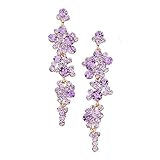 Rosemarie Collections Women's Stunning Crystal Rhinestone Statement Bubble Dangle Earrings, 3.25' (Violet Purple Gold Tone)