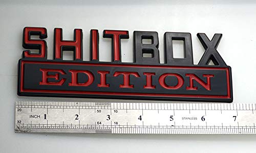 Image of EmbRoom 1Pc Big Size SHITBOX Edition Emblem 3D Badge Nameplate Decal Stickers Replacement for GMC Chevy Silverado 150 250 350 Car Truck (Red Black)