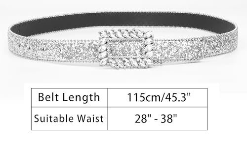 Women Men Rhinestone Belt Western Cowgirl Cowboy Bling Sequin Belt for Jeans Pants Fit 28"-38" Waist3