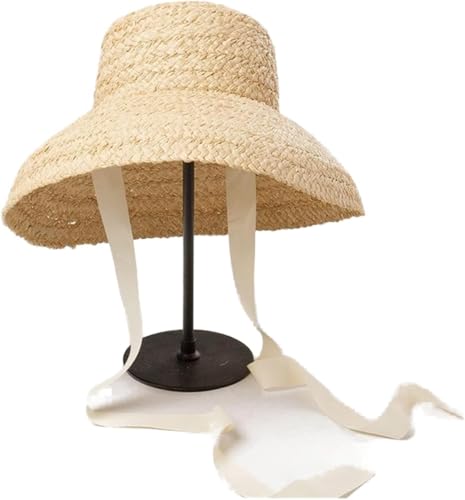 Cappello da spiaggia fatto a mano cappello di paglia per le donne retrò piatto grande tesa cappello di paglia da donna all'aperto sole spiaggia cappelli estivi