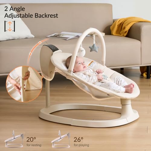 Image of VaVaSoo Baby Swing Up to 26lbs, Baby Swings for Infants (Beige)
