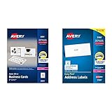 Avery Printable Business Cards, Laser Printers, 2,500 Cards, 2 x 3.5 (5911), White & 5160 Easy Peel Address Labels, White, 1 x 2-5/8 Inch, 3,000 Count (Pack of 1)