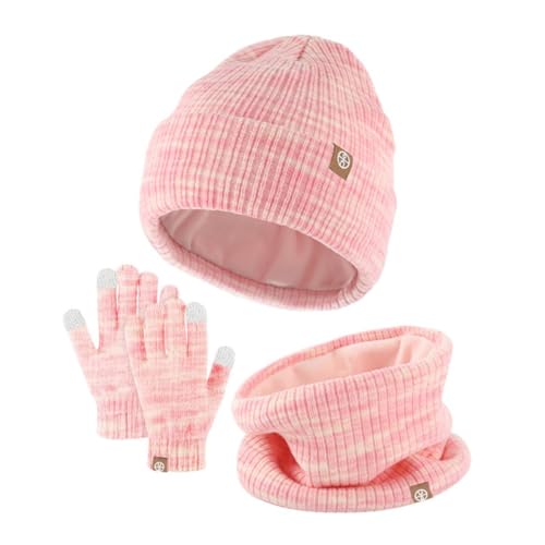 Boys Girls Winter Hat Gloves Scarf Set, 3Pcs Kids Warm Accessories Set, Beanie Hat Knit Neck Scarf Warm Mittens