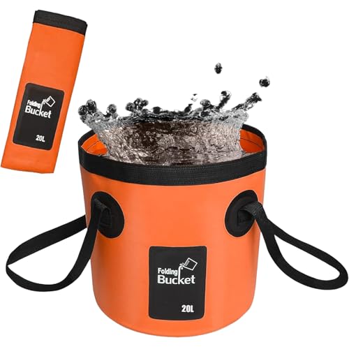 Secchio pieghevole, ultraleggero per esterni, secchio da pesca da 20 l, portatile da campeggio con manico, secchio pieghevole per pesca, escursionismo, campeggio, lavaggio auto, ecc. (arancione 20 l)