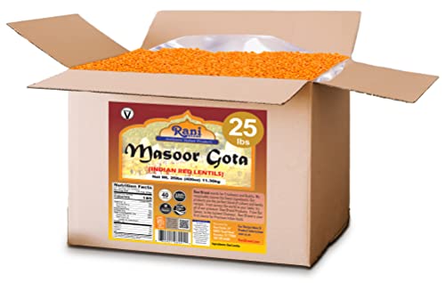 Image of Rani Masoor Gota (Football) Indian Red Lentils Skinless 400oz (25lbs) 11.36kg Bulk Box ~ All Natural | Gluten Friendly | NON-GMO | Kosher | Vegan | Indian Origin
