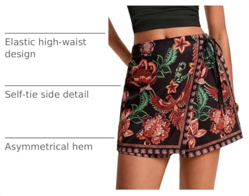 Image of SweatyRocks Women's Boho Mini Skirts Floral Shorts Tie Side Wrap Skorts