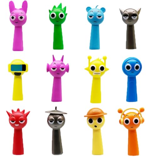 12 Pcs Sprunki Action Figures Mystery Box Sprunki Mystery Box Office Room Figurine Decor for Adults (Colorful)