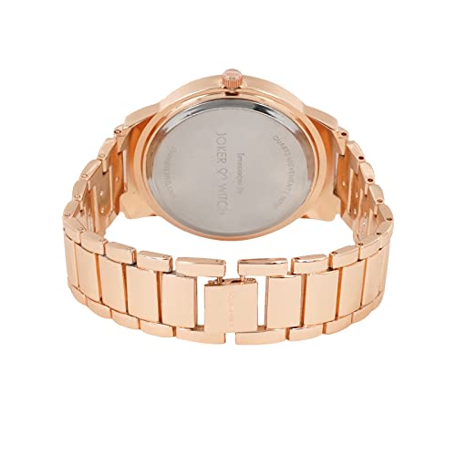 Image of Joker & Witch Stainless Steel John And Jane Couple Analogue Watches, Black Dial, Rose Gold Band