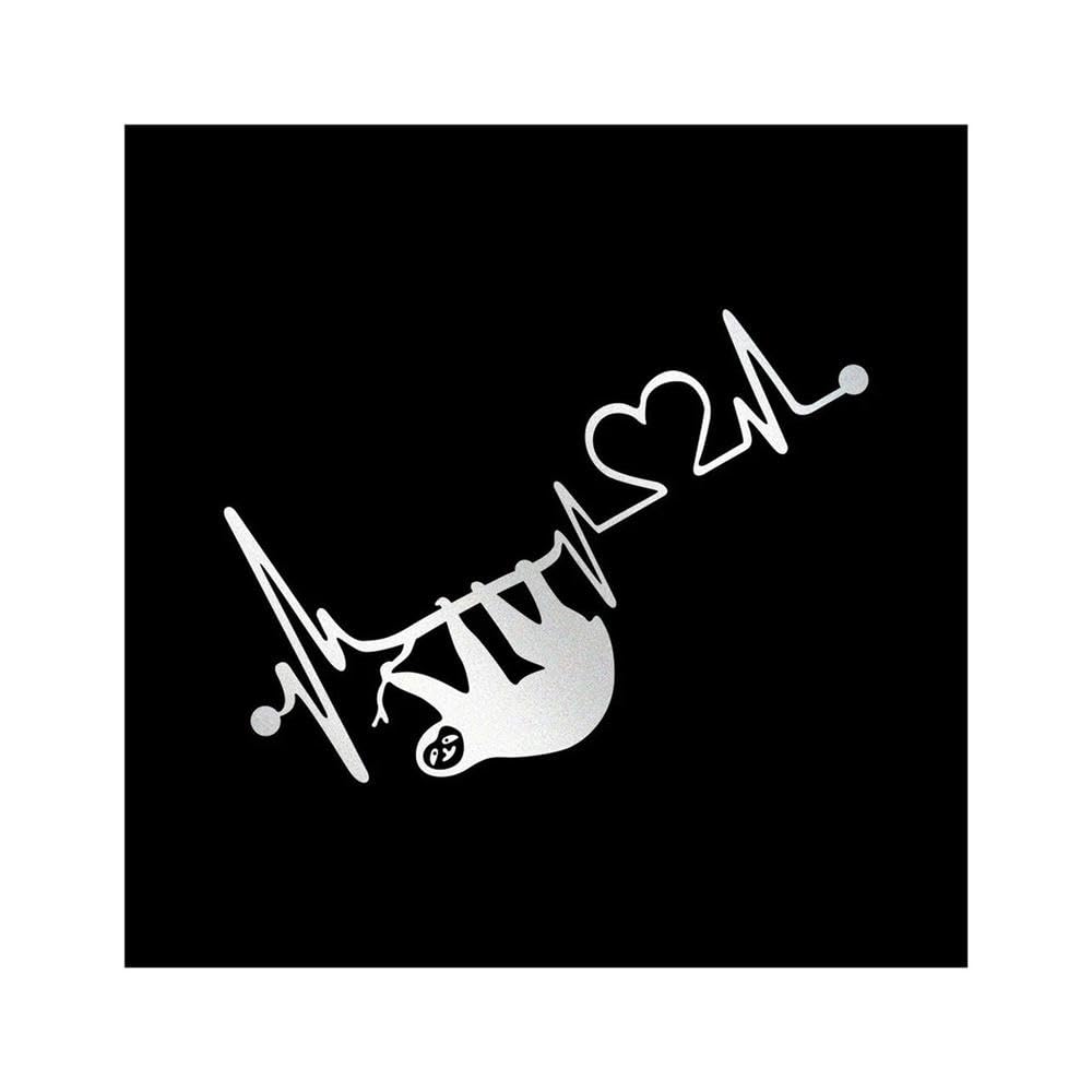 Auto Accessory 20.5x11cm Sloth Heartbeat Car Reflective Sticker Auto Vinyl Film Decal(White,4pcs)
