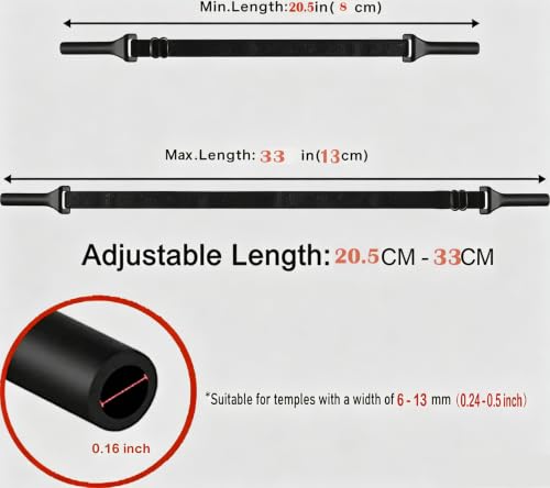 Image of KSACLE Adjustable Glasses Strap, Upgrade 4 Pack No Tail Eyeglass Straps, Universal Fit Rope Eyewear Retainer, Sport Unisex Sunglass Retainer Holder Strap for Men, Women and Kids (Black, 8-13 inch)