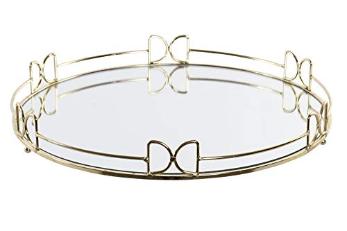 Item International Bandeja Decorativa Espejo y Metal 35x35 cm, Dorado, 35x35Cm