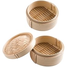 3pcs Bamboo Steamers Set Chinese Asian Steamer Basket Dim Sum Buns Cooker Natural Steaming Pot Cooking Tools