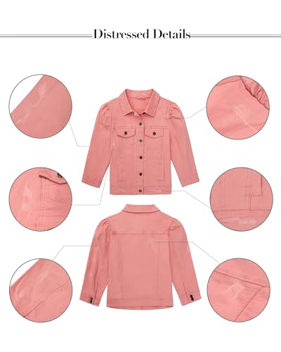 Vetinee Womens Shacket Jacket - Cropped Jean Jacket in Black & Pink, Sizes Medium, 8, 10