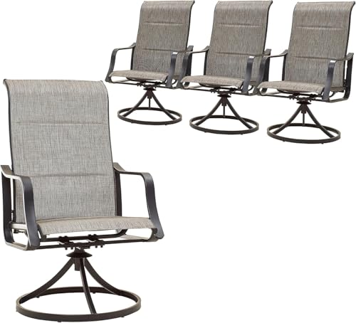 Image of LOKATSE HOME Outdoor Swivel Patio Chairs Set of 4, High Back Textilene Dining Chair with Smooth 360-Degree Rotation for Yard Deck Poolside
